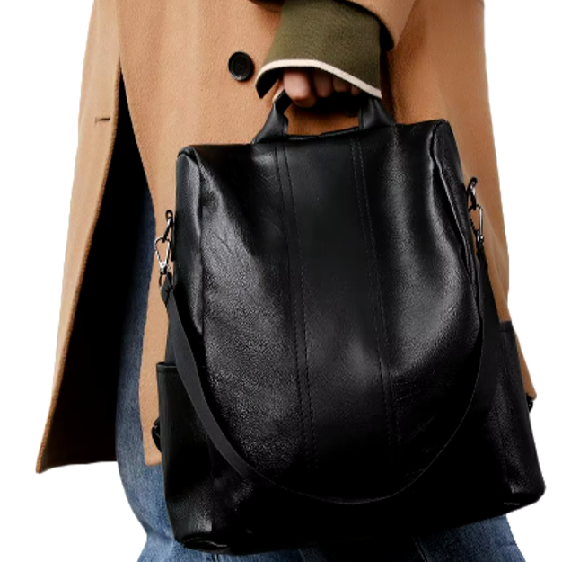 Sac à dos cuir anti vol noir spacieux pour livre élégant Pinctade France automne et été